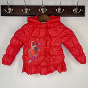 Disney Princess Elena of Avalor Girls Kids Ruffle Puffer Jacket Size 3 Winter